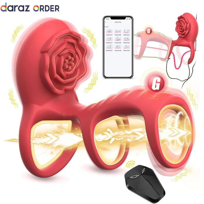 Rose Vibrating Cock Ring with Remote